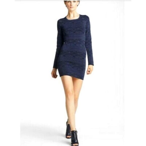 Parker Katrina Knit Bodycon Dress Navy Blue and Black Size Large NWT - Picture 9 of 13